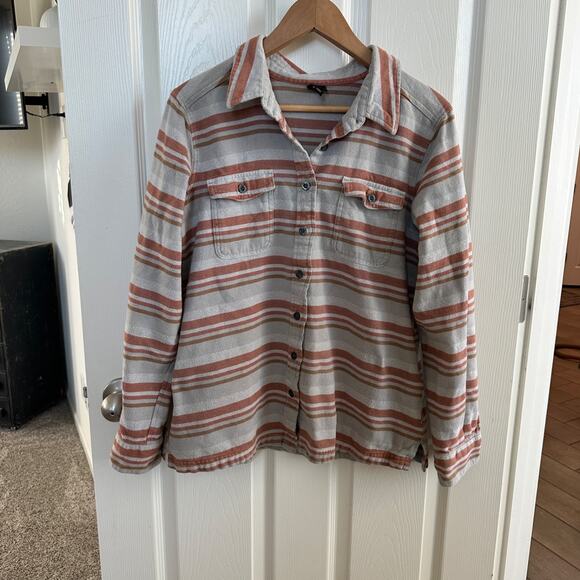 patagonia organic cotton flannel shirt women’s 12 striped button front casual - Picture 1 of 7